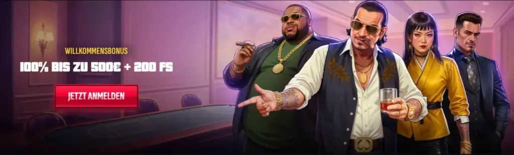 Banner für das Willkommensangebot im Mafia Casino.
