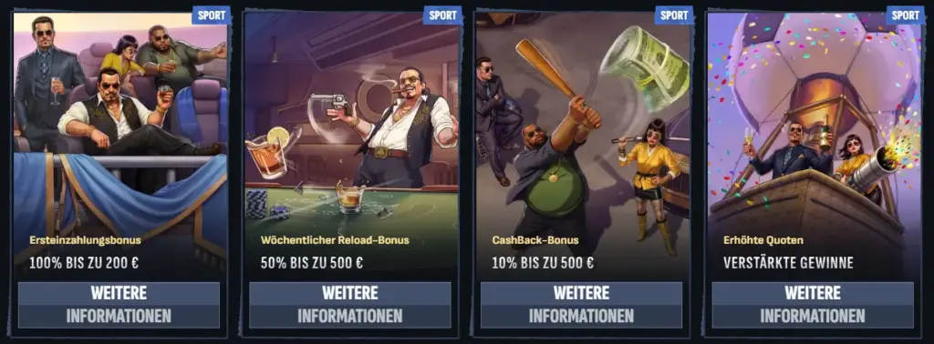 Banner für die Sportwetten-Angebote bei Mafia Casino.