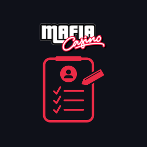 Ein Klemmbrett und ein Stift unter dem Mafia Casino-Logo