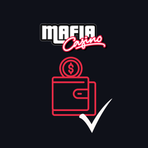 Ein Brieftaschensymbol unter dem Mafia Casino-Logo