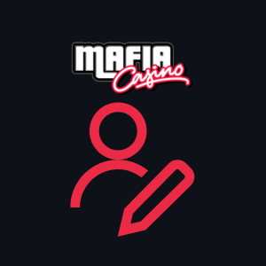Ein Profil- und Stift-Symbol unter dem Mafia Casino-Logo