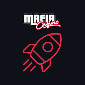 Ein Raketensymbol unter dem Mafia Casino-Logo